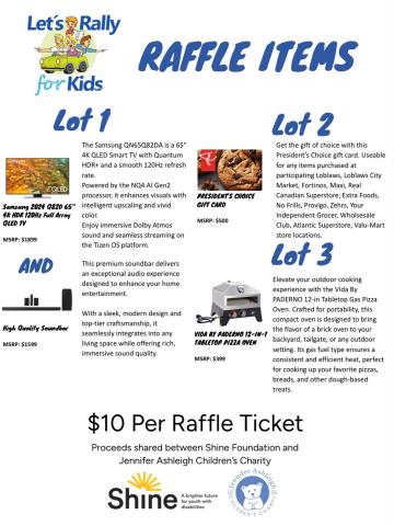 Raffle items - Contact Shine for details